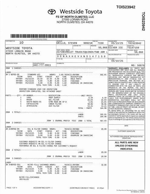 used 2022 Chevrolet Equinox car, priced at $17,500