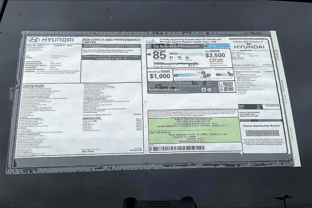 new 2026 Hyundai IONIQ 9 car, priced at $75,573