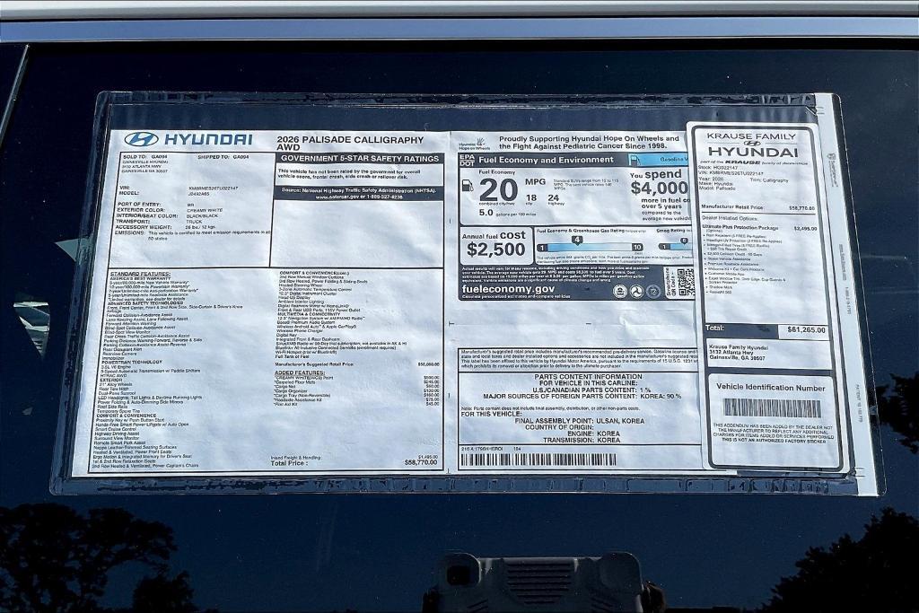 new 2026 Hyundai Palisade car, priced at $59,868