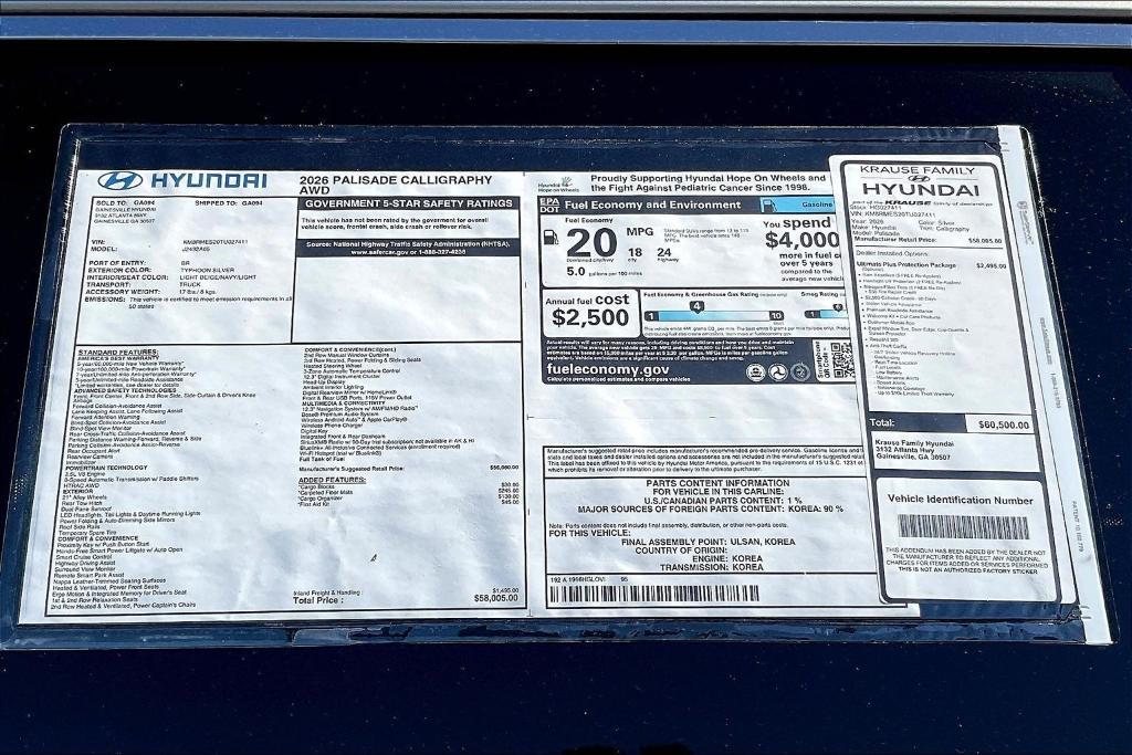 new 2026 Hyundai Palisade car, priced at $59,103