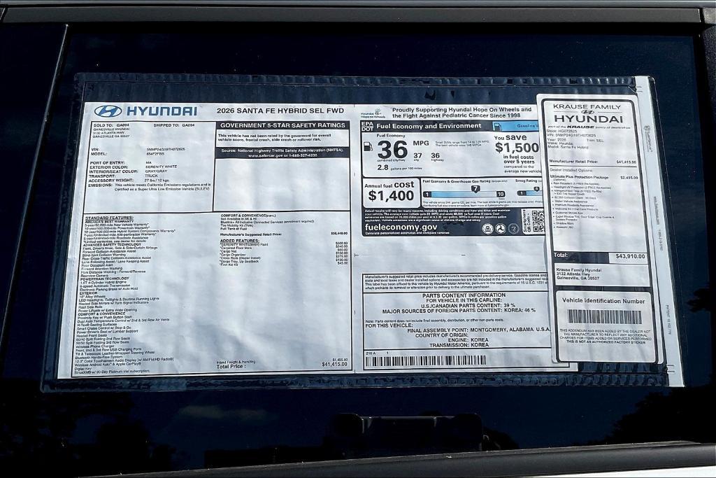 new 2026 Hyundai SANTA FE HEV car, priced at $42,513