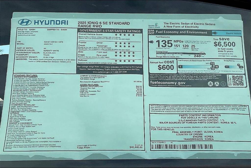 new 2025 Hyundai IONIQ 6 car, priced at $32,531