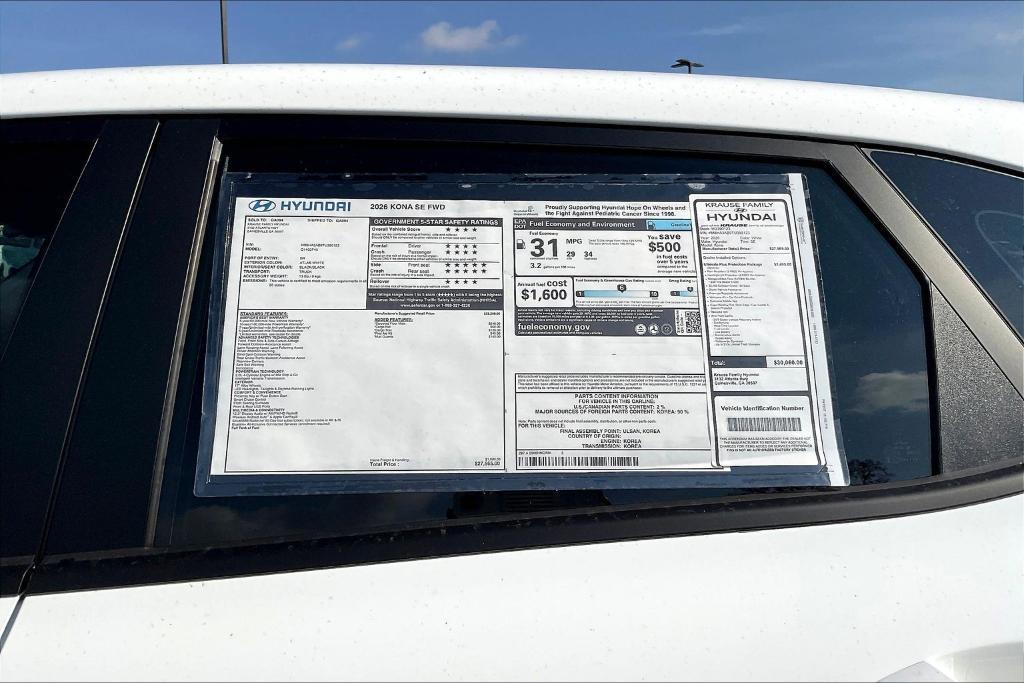 new 2026 Hyundai Kona car, priced at $28,663