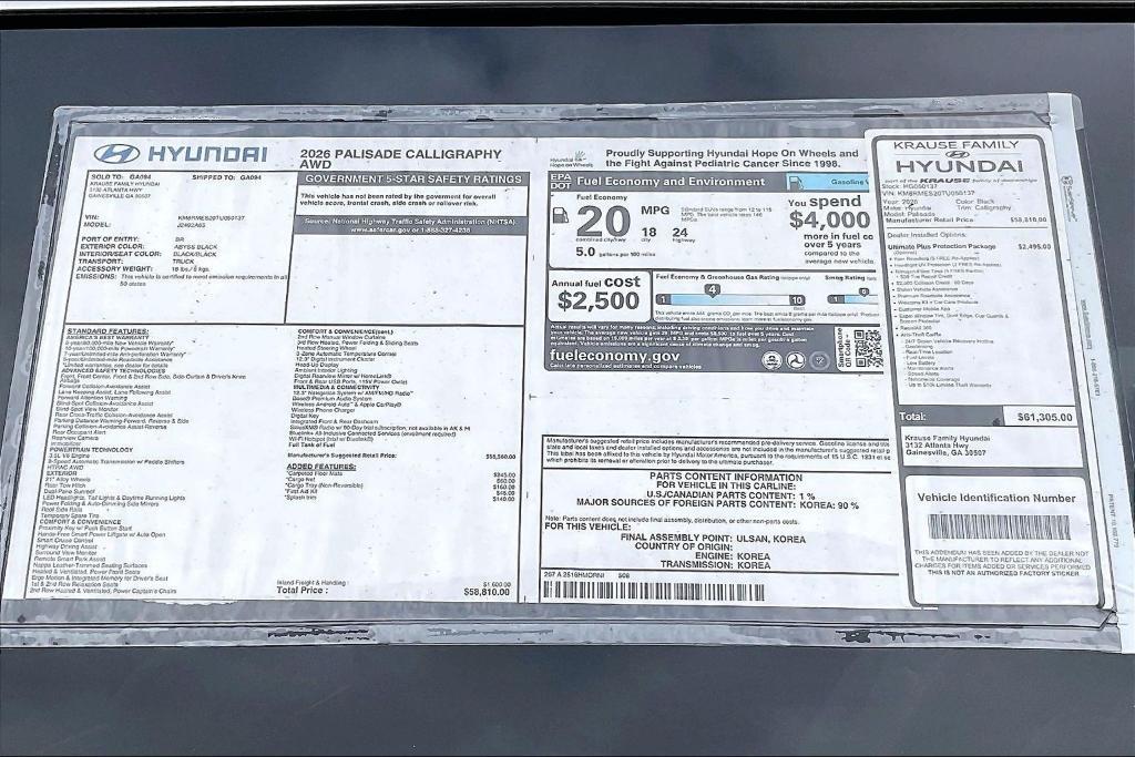 new 2026 Hyundai Palisade car, priced at $59,908