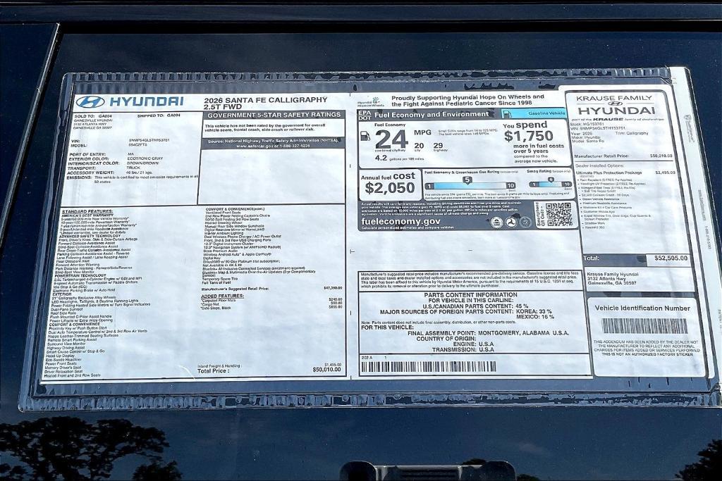 new 2026 Hyundai Santa Fe car, priced at $51,108