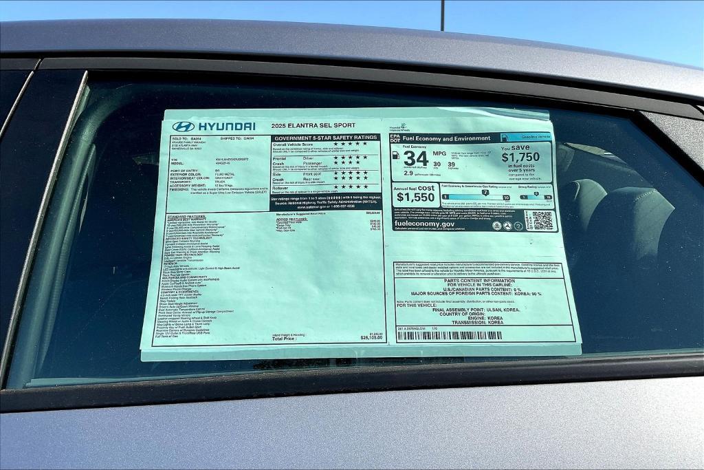 new 2025 Hyundai Elantra car, priced at $25,196