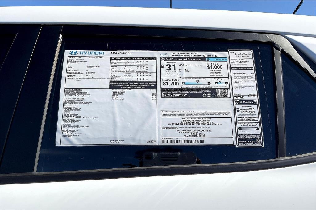 new 2025 Hyundai Venue car, priced at $22,086