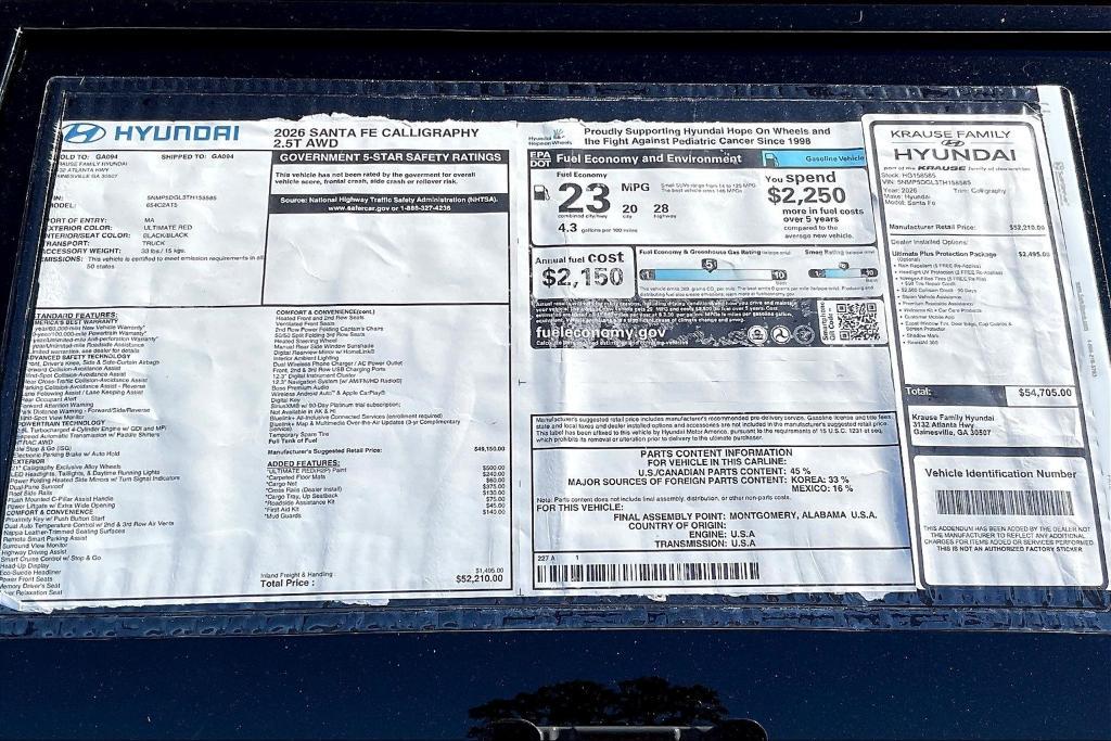 new 2026 Hyundai Santa Fe car, priced at $53,308