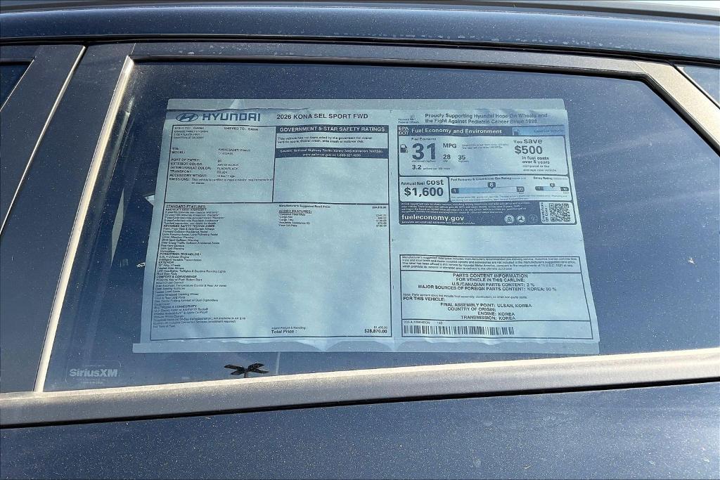 new 2026 Hyundai Kona car, priced at $29,968