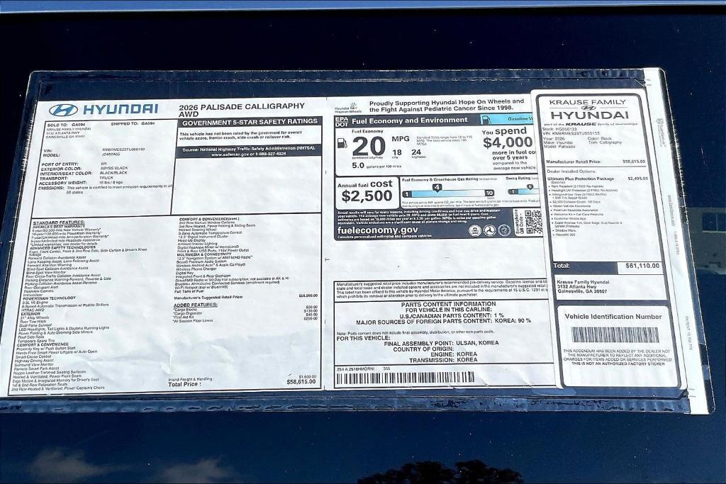 new 2026 Hyundai Palisade car, priced at $59,713