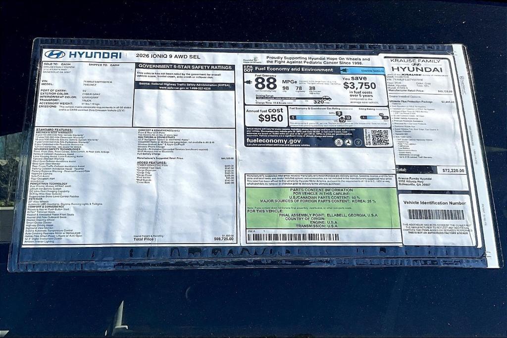 new 2026 Hyundai IONIQ 9 car, priced at $70,823