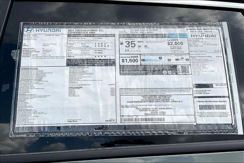 new 2025 Hyundai TUCSON Hybrid car, priced at $38,951