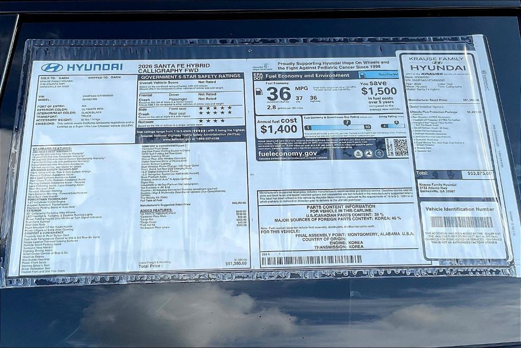 new 2026 Hyundai SANTA FE HEV car, priced at $52,478
