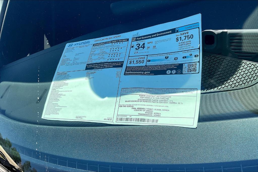 new 2025 Hyundai Elantra car, priced at $25,226