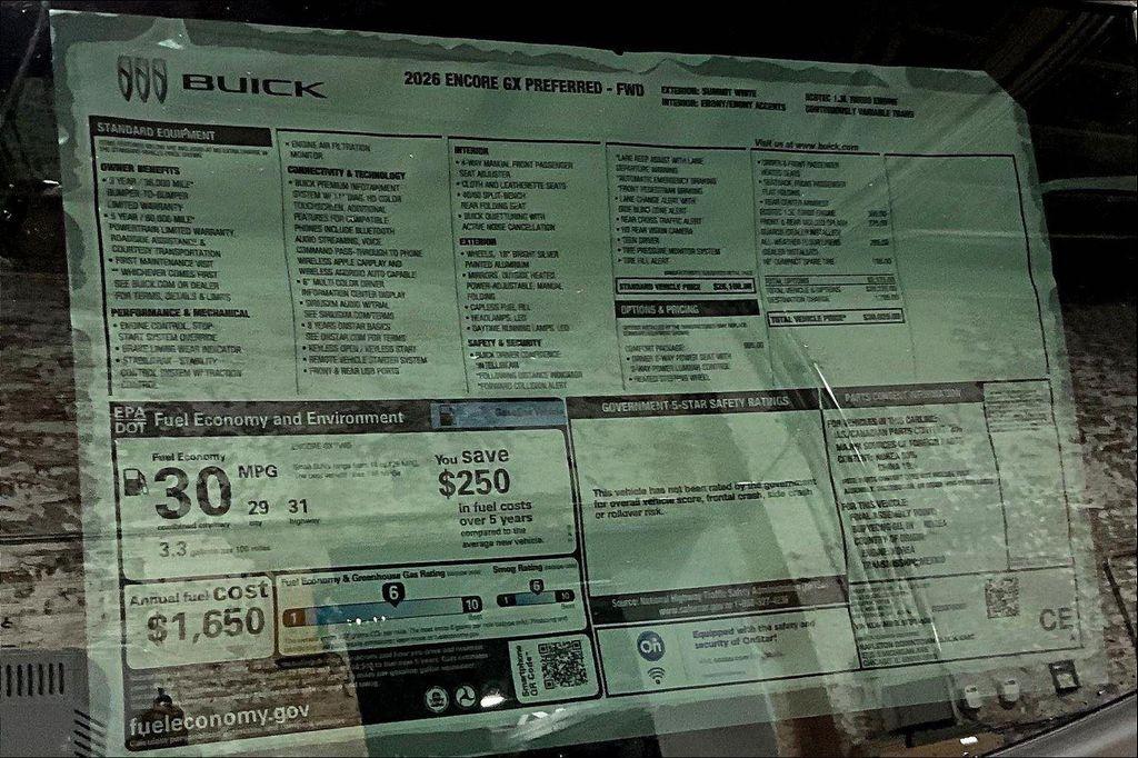 new 2026 Buick Encore GX car, priced at $27,919