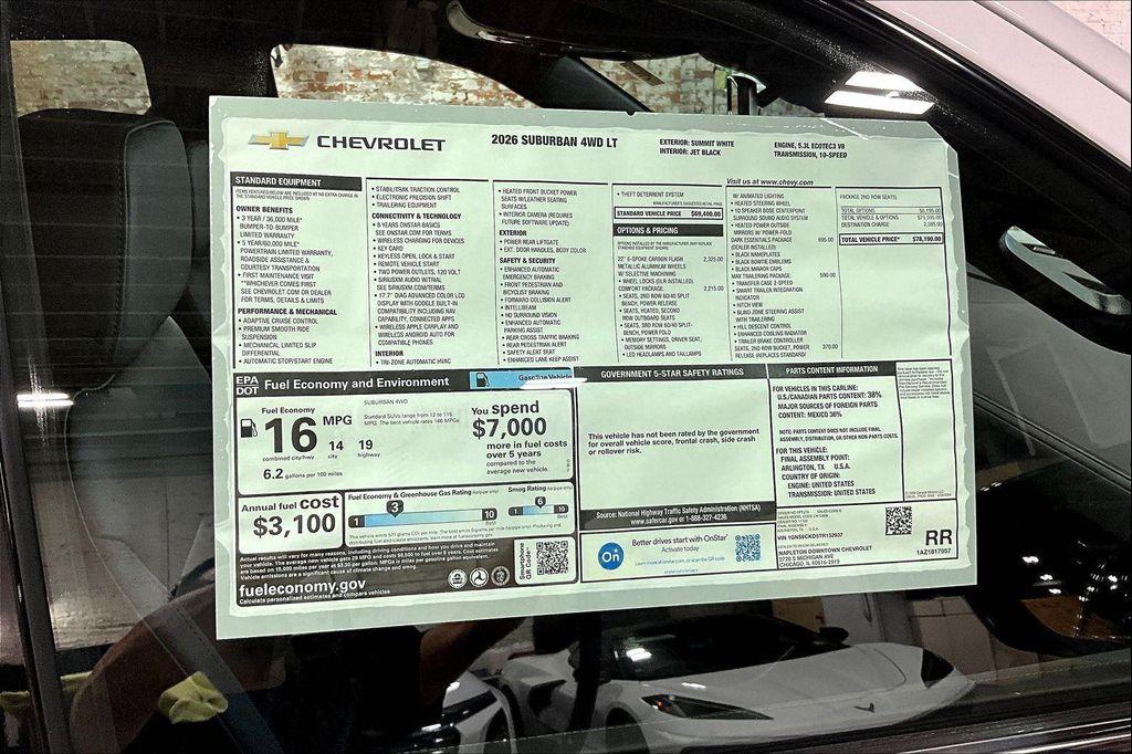 new 2026 Chevrolet Suburban car, priced at $78,190