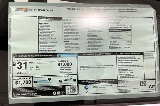 new 2025 Chevrolet Malibu car, priced at $25,245