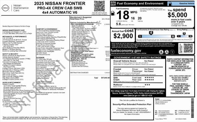 new 2025 Nissan Frontier car, priced at $45,546