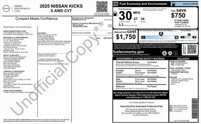 new 2025 Nissan Kicks car, priced at $25,275