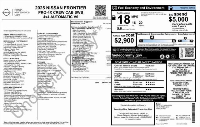 new 2025 Nissan Frontier car, priced at $45,146