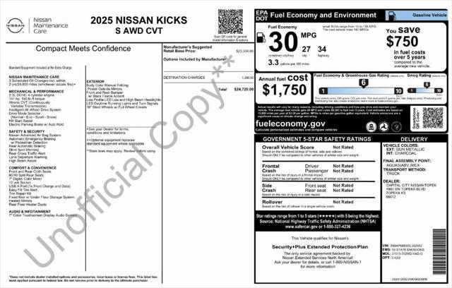 new 2025 Nissan Kicks car, priced at $24,894