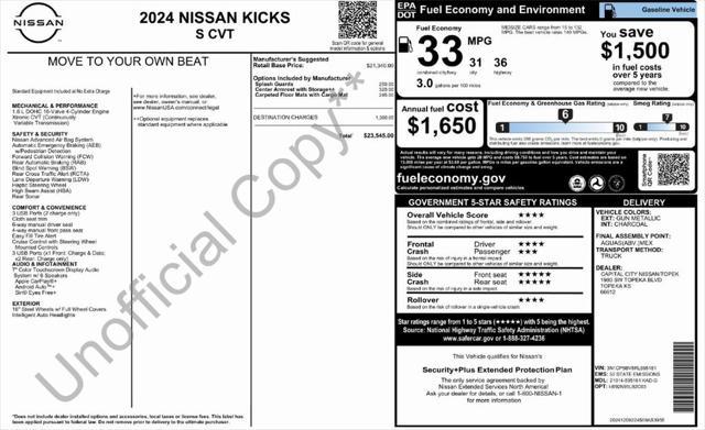 new 2024 Nissan Kicks car, priced at $21,999