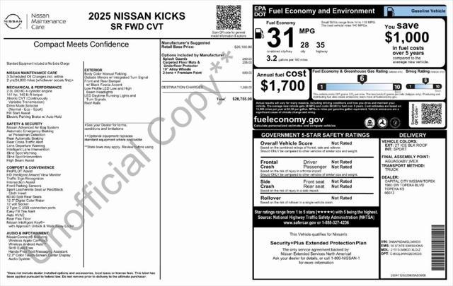 new 2025 Nissan Kicks car, priced at $28,706