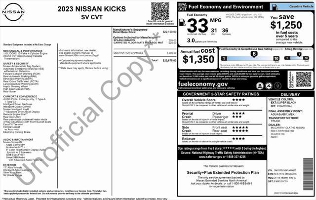 used 2023 Nissan Kicks car, priced at $19,647