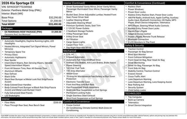 new 2026 Kia Sportage car, priced at $33,299