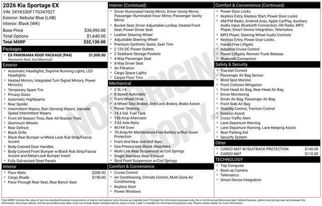 new 2026 Kia Sportage car, priced at $31,886