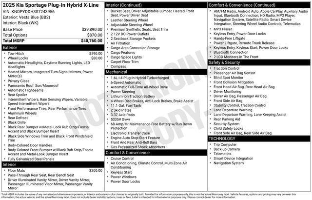 new 2025 Kia Sportage Plug-In Hybrid car, priced at $36,610