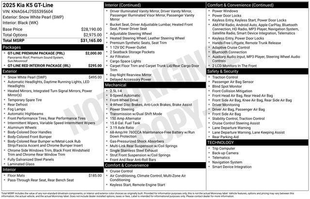 new 2025 Kia K5 car, priced at $27,590