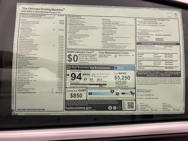new 2025 BMW i4 Gran Coupe car, priced at $66,725