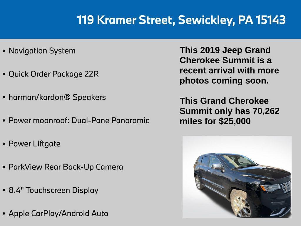 used 2019 Jeep Grand Cherokee car, priced at $25,000