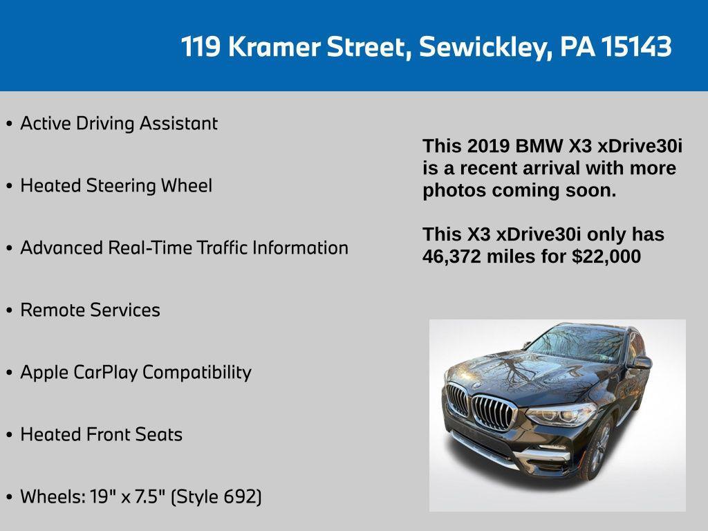 used 2019 BMW X3 car, priced at $22,000