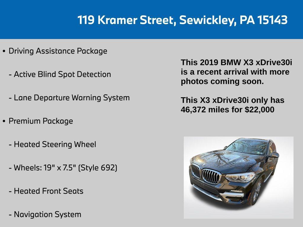 used 2019 BMW X3 car, priced at $22,000