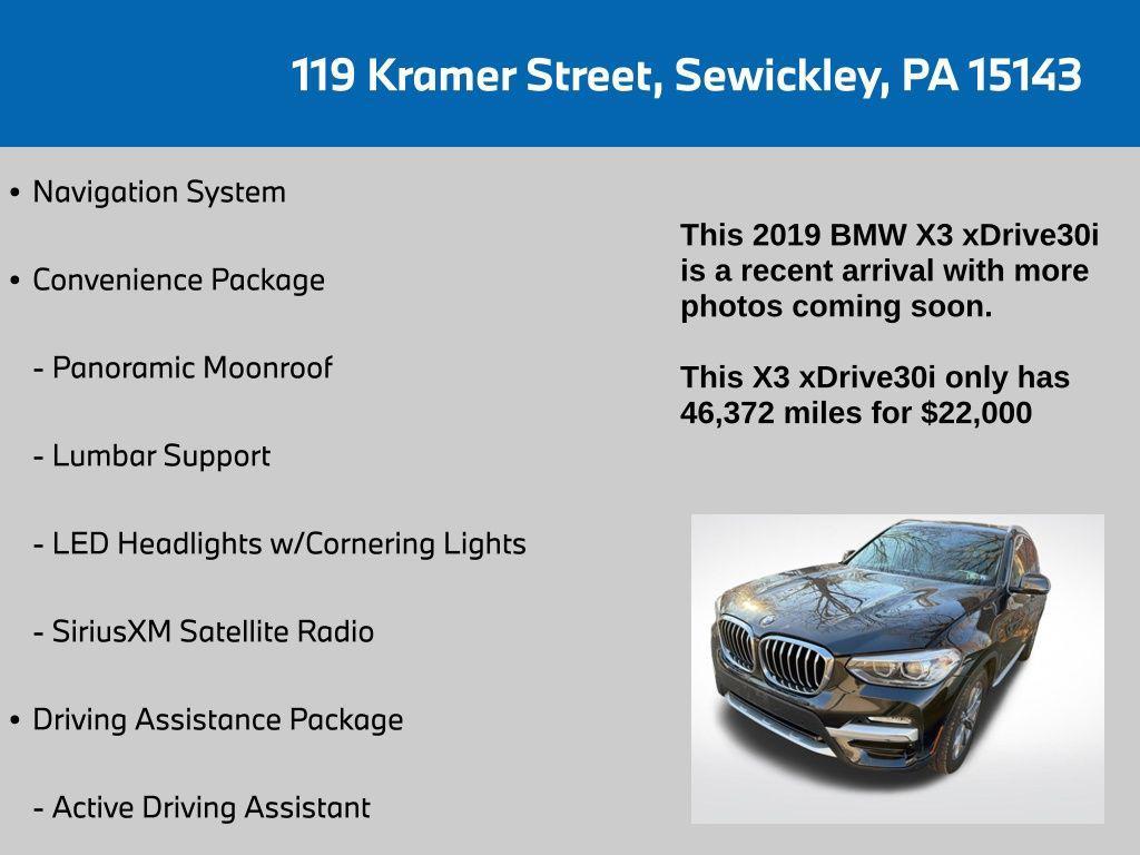used 2019 BMW X3 car, priced at $22,000