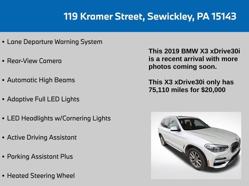 used 2019 BMW X3 car, priced at $20,000