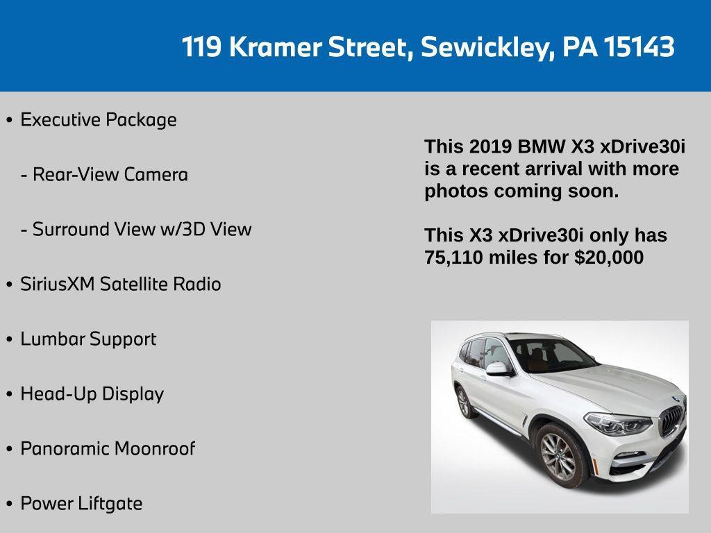 used 2019 BMW X3 car, priced at $20,000