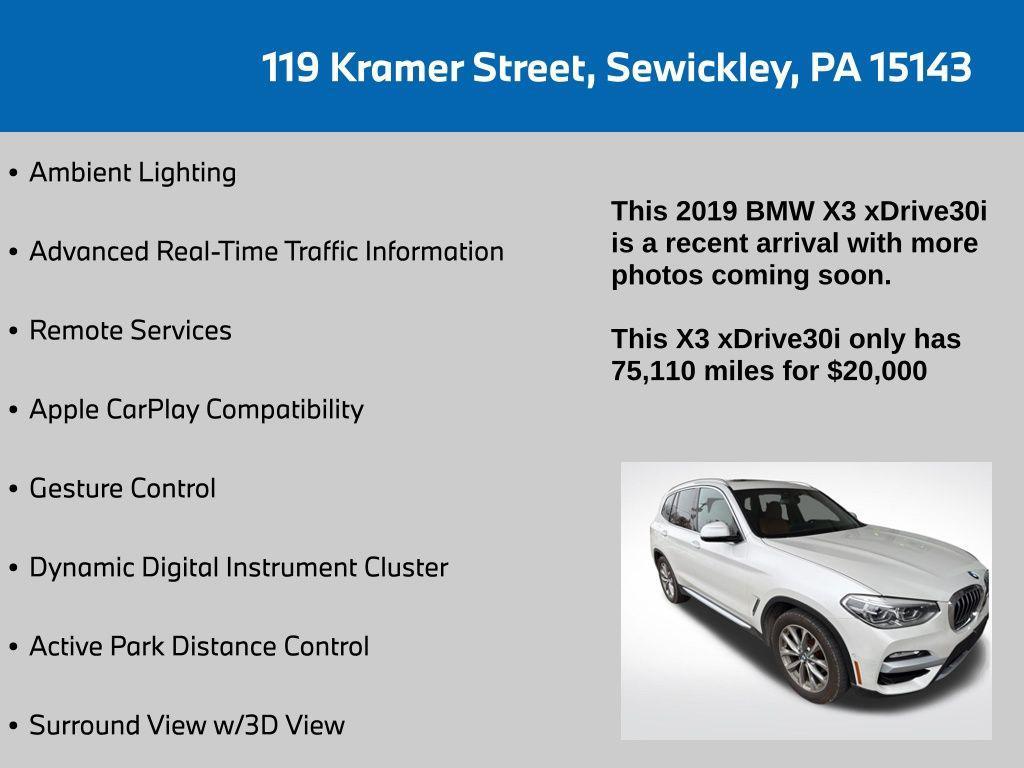 used 2019 BMW X3 car, priced at $20,000