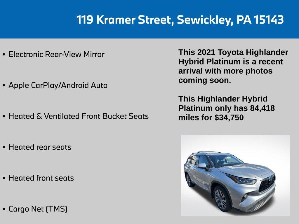 used 2021 Toyota Highlander Hybrid car, priced at $34,750