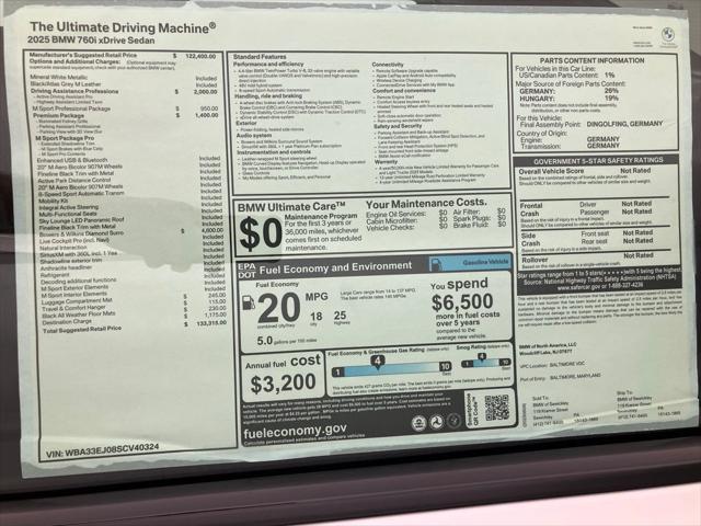 new 2025 BMW 760 car, priced at $133,315
