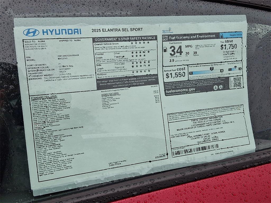 new 2025 Hyundai Elantra car, priced at $25,660
