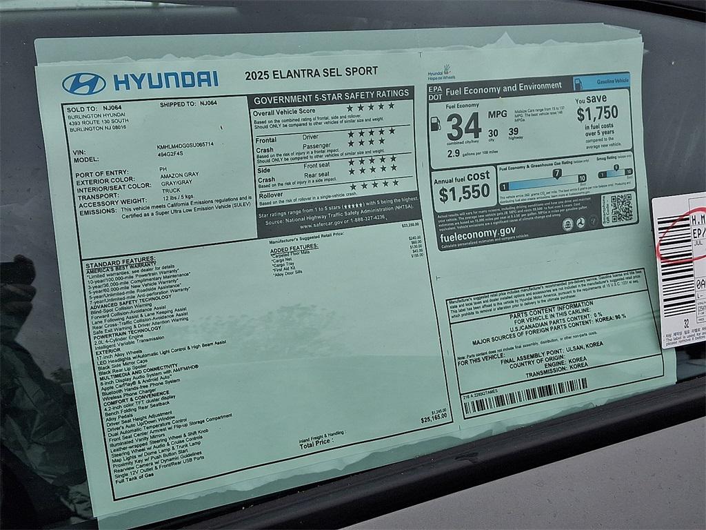 new 2025 Hyundai Elantra car, priced at $25,165