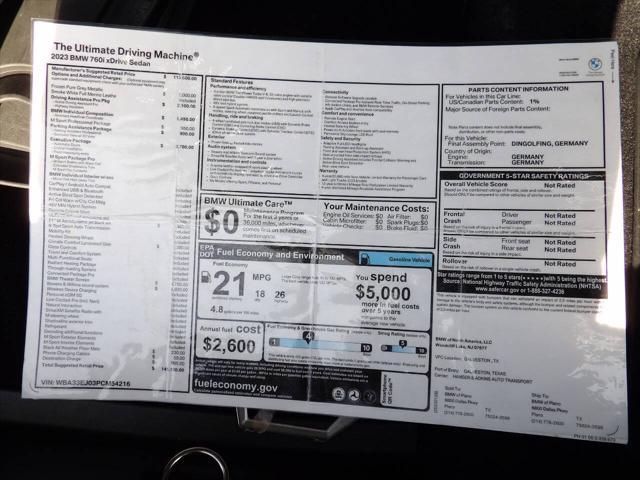 used 2023 BMW 760 car, priced at $86,800